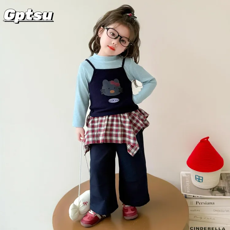 GPTSu女童秋装新小女孩时尚洋派时髦三件套儿童独特漂亮宝宝秋装