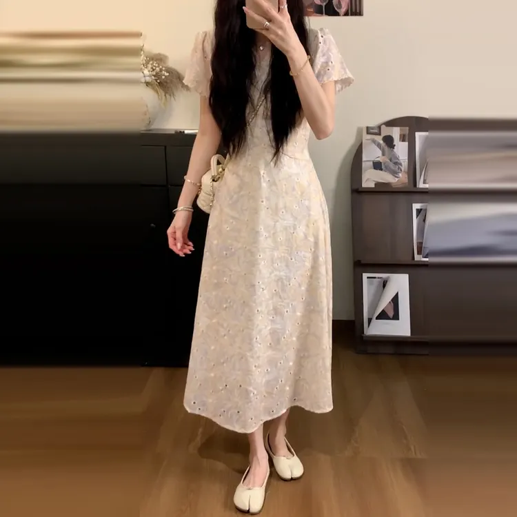 【现货+运补】秋冬法式气质v领连衣裙子女夏2025漂亮掐腰长裙4688