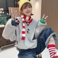 Apr.【小头米奇】秋冬新款重工刺绣圆领百搭宽松长袖卫衣女SC25942