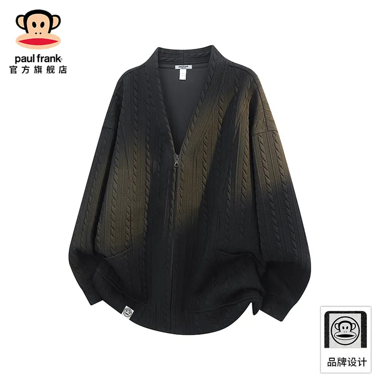 PaulFrank/大嘴猴美式提花开衫卫衣男2025秋季高级感休闲纯色外套