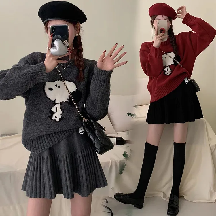 孕妇装秋冬新款针织半身裙潮妈休闲显瘦百褶A字短裙潮妈简约秋装