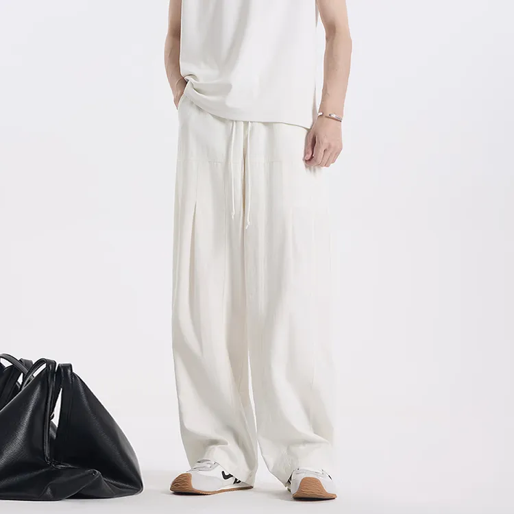 GCCDUPE77夏季莱赛尔弯刀休闲裤男女同款简约设计感时尚长裤13411