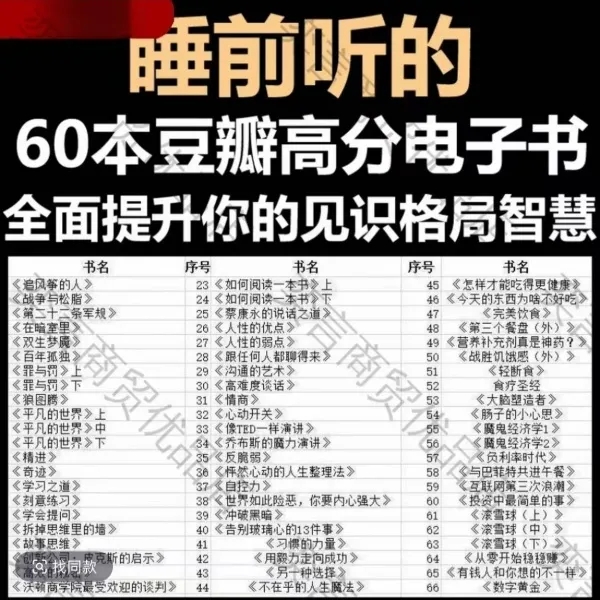 睡前听的60本电子书提升格局见识的学习资料素材-网胶黑易