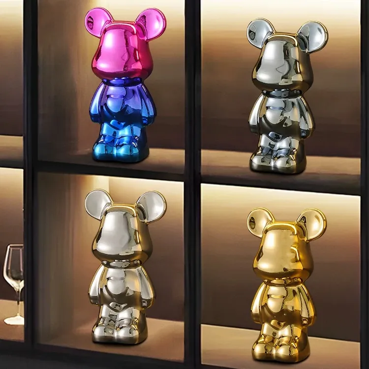 暴力熊高颜值陶瓷摆件高档客厅玄关电视柜酒柜酒柜装饰品摆件