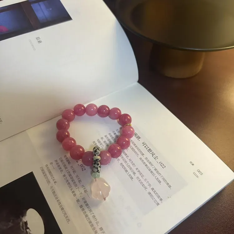 合金手链 粉黛水晶琉璃珠手串