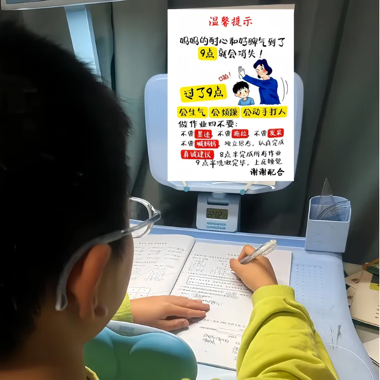 九点后的妈妈没有耐心温馨提示语早教卡家规警示卡学生自律写作业