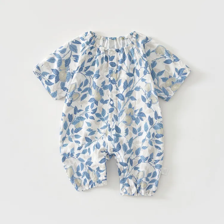 婴儿衣服夏季纱布短袖薄款新生儿连体衣女宝男宝夏天衣服轻薄透气