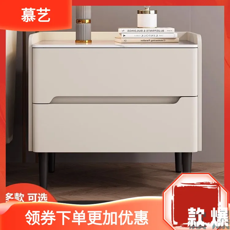 林氐家具【臻选】实木床头柜家用轻奢卧室高级简约现代床边柜新款皮