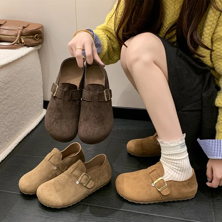 软底勃肯鞋女鞋子2025新款春秋季博肯平底懒人一脚蹬豆豆鞋单鞋女