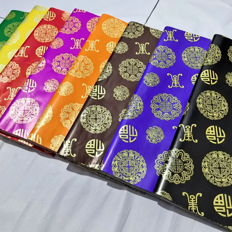 新品圆福图案蜡光纸节气用花纸74*47剪纸蜡光纸