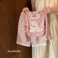 【现货】女童甜美t恤秋装2025新款小童女宝宝阔腿裤长袖上衣两件套