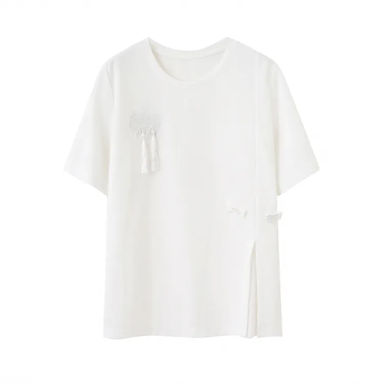 门店24&9！舞狮T恤！一衣两穿耐穿不易皱刺绣流苏短袖T恤上衣D40058