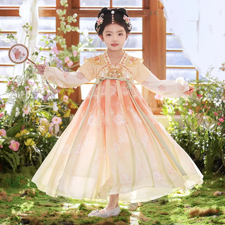 汉服女童春秋款儿童古风超仙古装春季2025新款国风唐装公主连衣裙