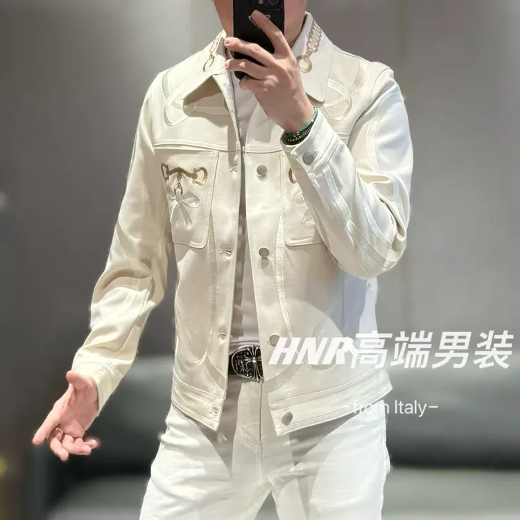 【VEHO品牌】高精密度全身立体刺绣工艺高端男士春款夹克25026