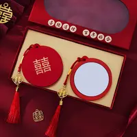镜子结婚陪嫁一对红色小镜子梳子婚礼高档女方陪嫁用品大全
