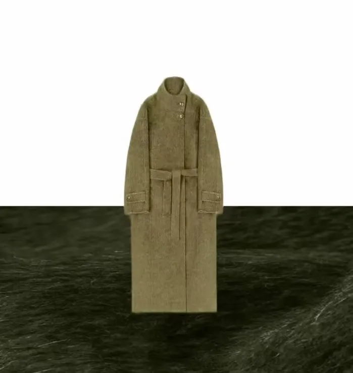 长款立领外套休闲秋冬新潮风双面羊毛外套保暖