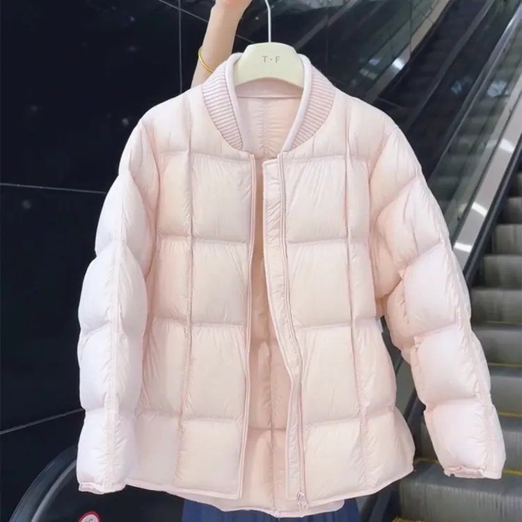 高级感气质立领粉色棉服女2025冬季宽松显瘦保暖面包服加厚外套