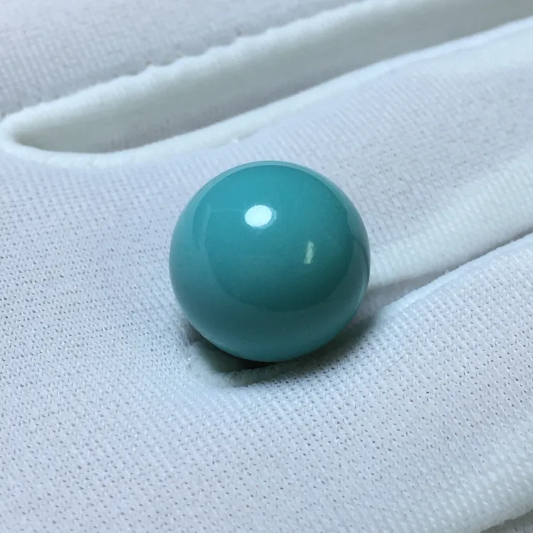 【精品蓝圆珠】湖北十堰原矿绿松石单珠，尺寸10.6mm重1.66克