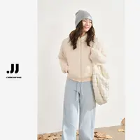 H1398 【冰岛冬季】秋冬韩系极简宽松拉链常规长袖短外套女