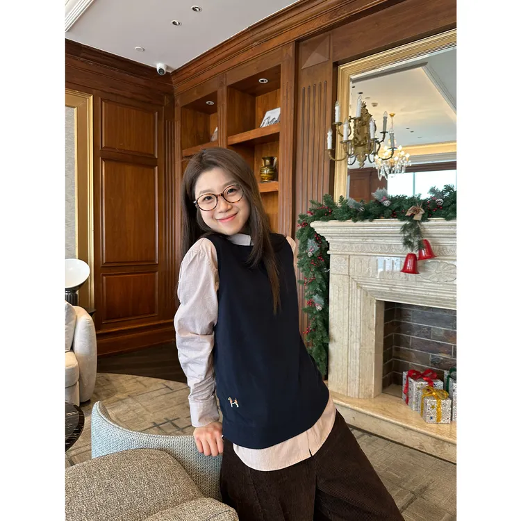 Multi Math拉家小狗/秋冬纯棉jk针织背心日常百搭叠穿坎肩女上衣