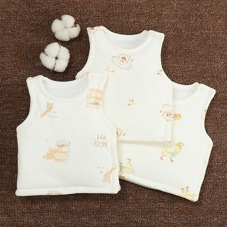 婴儿秋冬保暖马甲男女宝宝加厚无骨坎肩初生儿表里纯棉无袖背心