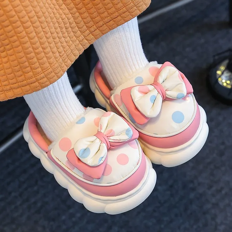儿童棉拖鞋秋冬季新款可爱女童居家加绒厚底保暖中大童亲子毛拖鞋
