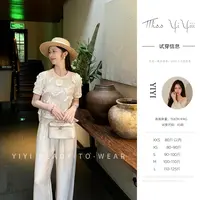 【珍妮丝花园上衣】<中秋国庆大狂欢>圆领白色重工立体满花短袖T恤
