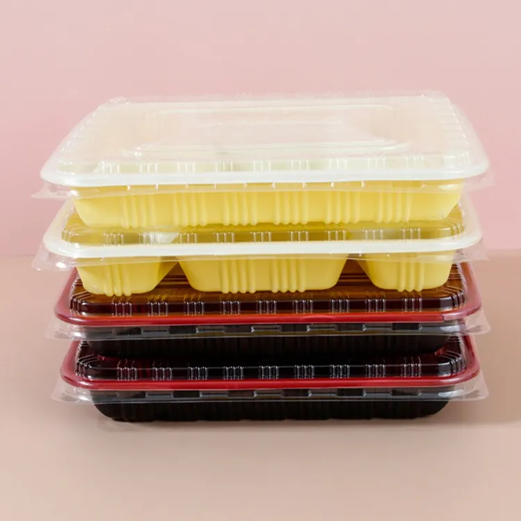 【源头工厂】一次性餐盒快餐盒便当饭盒商用实惠可将解四格外卖打包