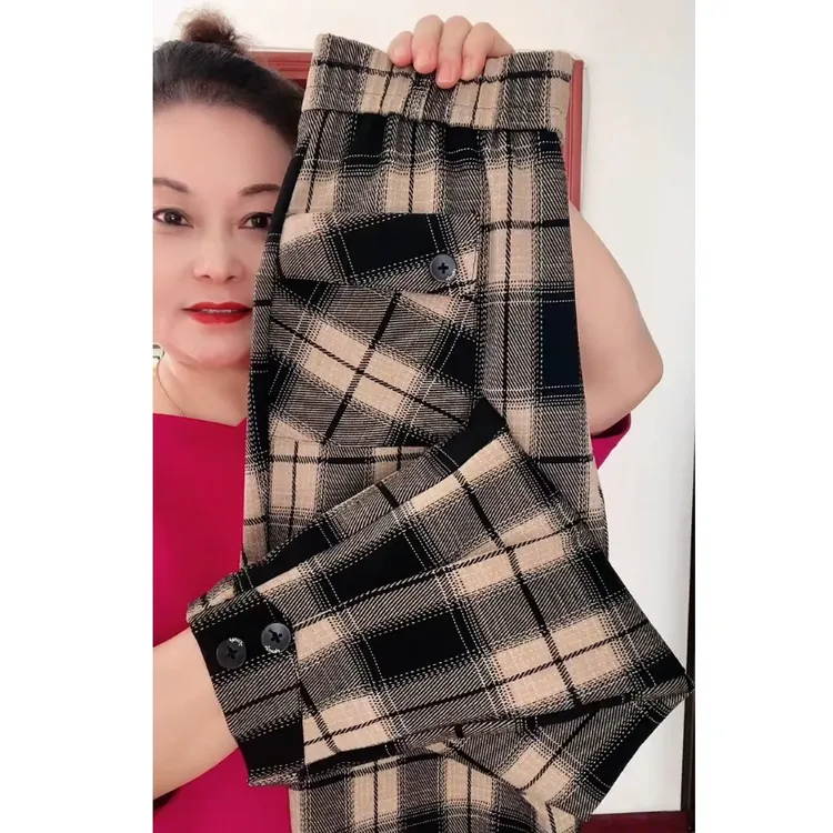 JYL821003女士毛呢格马丁裤春百搭