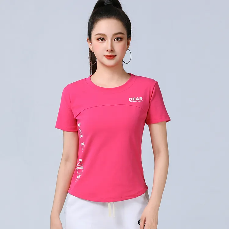 夏季新款杨丽萍广场舞服装短袖上衣棉圆领弹力运动跳操曳步舞衣服