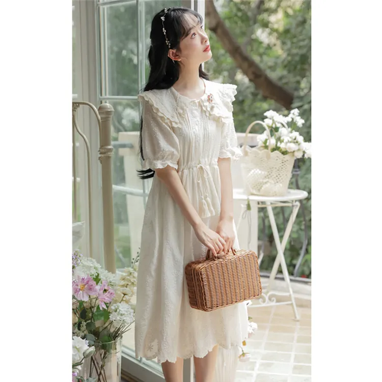 女大童法式甜美连衣裙初中生夏季气质女孩学院风森系小清新长裙子
