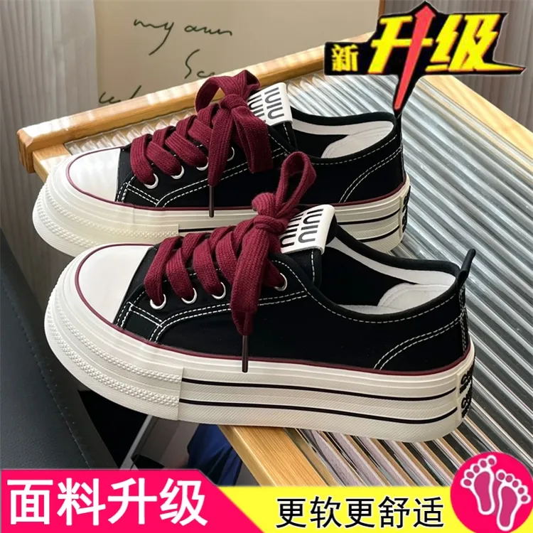 韩版ins厚底增高百搭帆布鞋女2025新款夏季多巴胺透气休闲板鞋潮