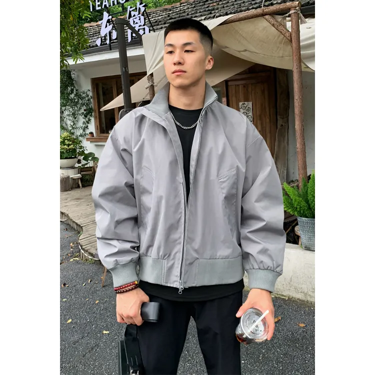 美式复古廓形飞行员夹克外套男春秋季新款潮牌立领棒球服短款上衣