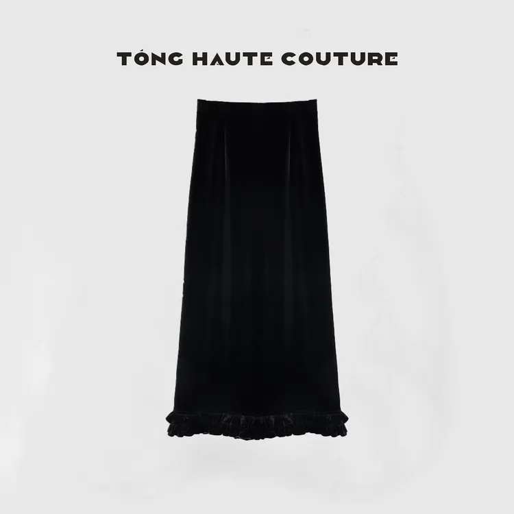 【乌绮褶】桑蚕丝丝绒显瘦时尚轻奢半身裙 YQ002