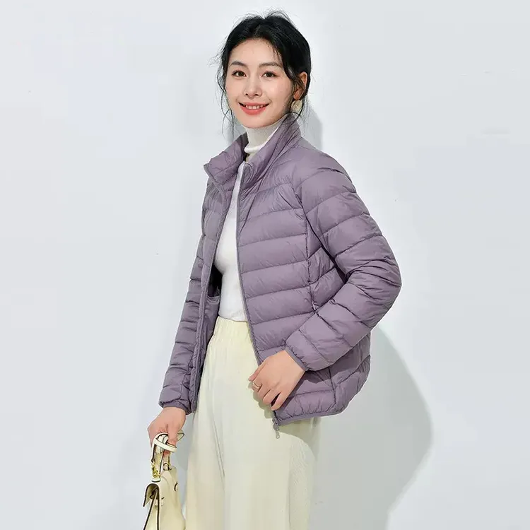 【伊晨】冬平湖立领羽绒服轻薄款女式修身大码轻便外套韩板外套