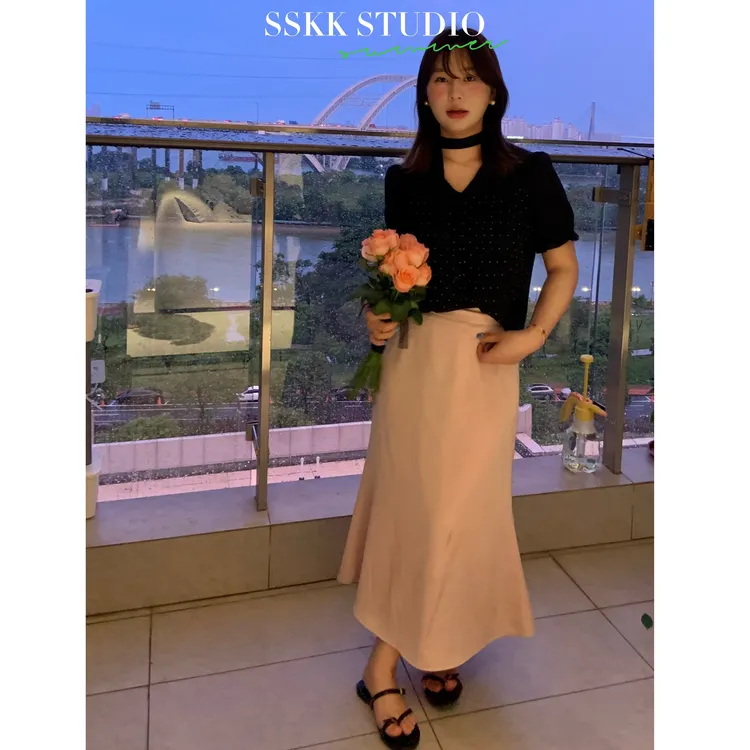 KMZY/KMZY山_山【甜蕾少女】微胖女装韩系轻熟感缎面鱼尾长款半身裙