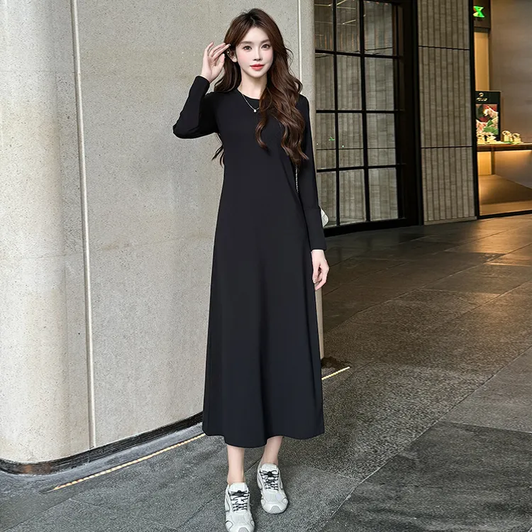 纯欲慵懒风女装2025新款时尚宽松休闲显瘦长款打底气质短袖连衣裙
