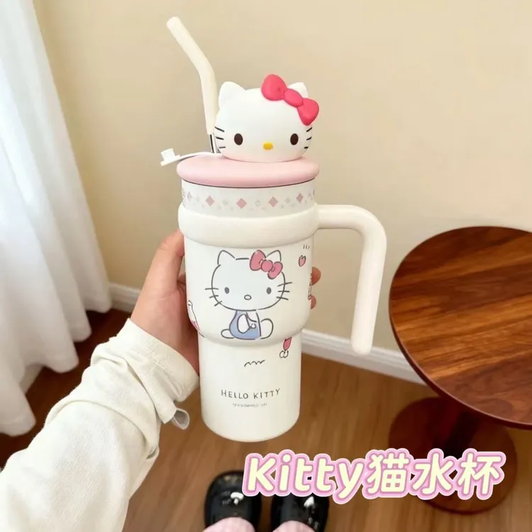 【kitty猫水杯】正品可爱水杯三丽鸥吸管大容量水杯700ml保温杯礼物