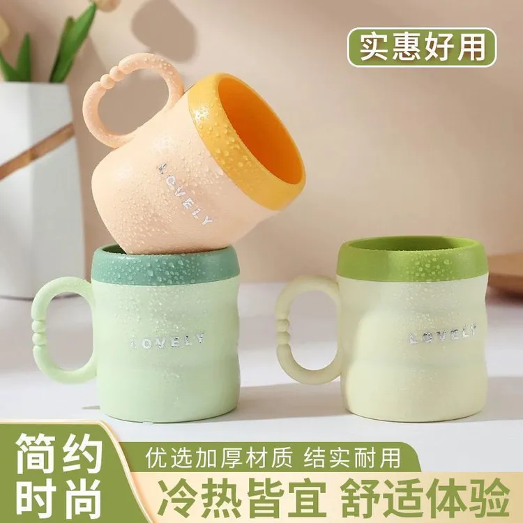 高颜值双层加厚漱口杯北欧风竹节牙刷杯防摔耐用家庭亲子情侣学生