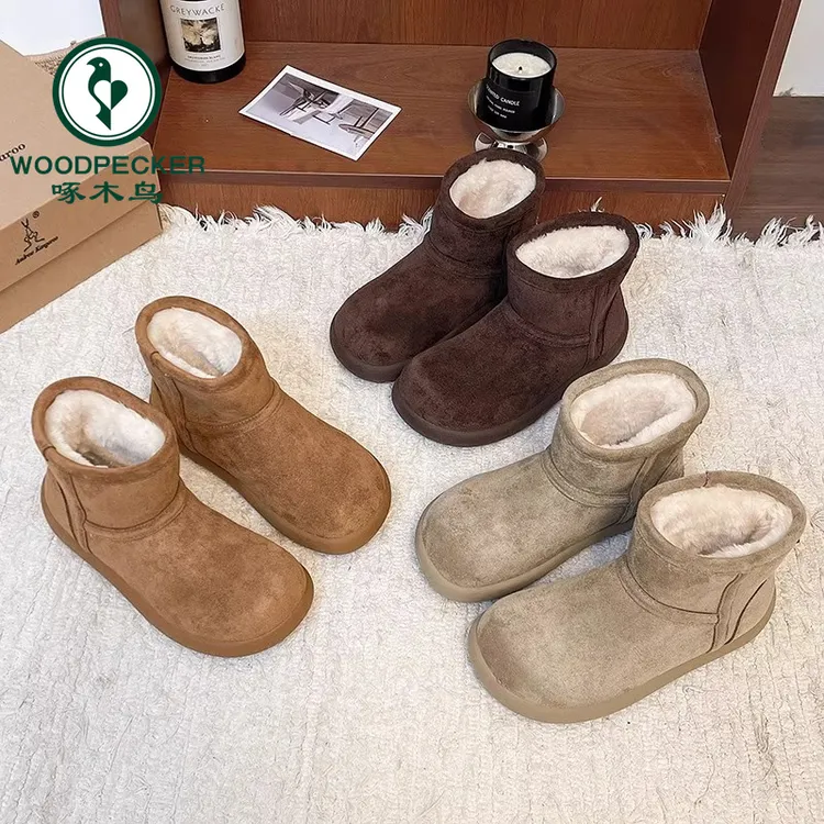 啄木鸟雪地靴女冬加绒加棉2025新款保暖小土豆勃肯短靴短筒雪地棉