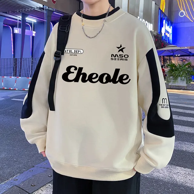 春秋款圆领卫衣男孩初中高中学生长袖t恤打底衫青少年大童上衣服