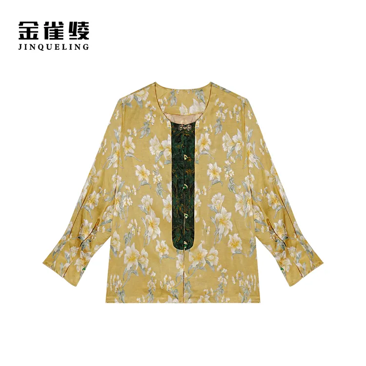 金雀绫【金叶百合】原创设计气质时尚提花百搭衬衫SZA1S019