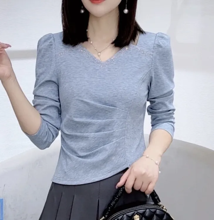 2025秋季新款时尚春秋女气质减龄小众百搭轻职风洋气打底上衣T恤