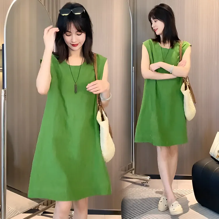 法式红色无袖连衣裙女夏季2025新款高级夏季新中式遮肚女士连衣裙