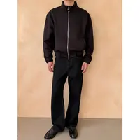 《哈林顿夹克》经典立领空气层外套短宽版型简约休闲双头拉链上衣