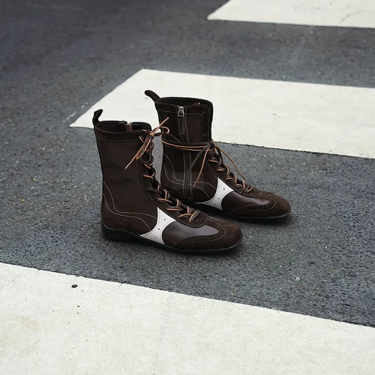 COVONTY「original」创意设计 真皮拳击靴休闲高帮鞋马丁靴女短靴