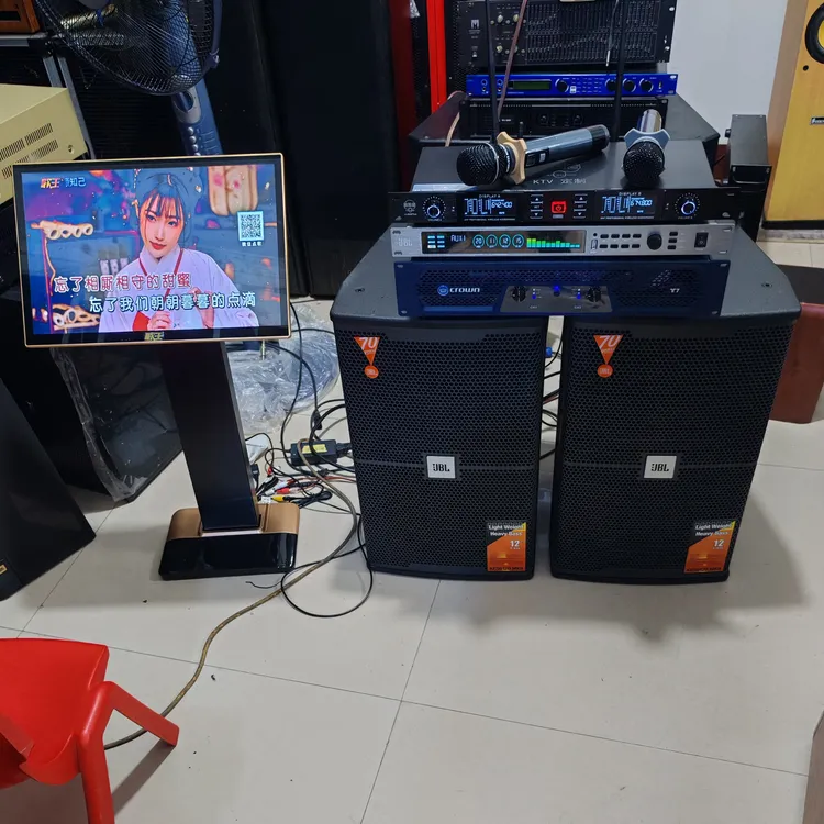 9新  不包运费，12寸音响一套一对音箱功放效果器，一套话筒点歌机
