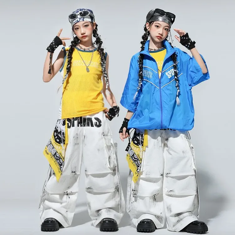 儿童街舞潮服时髦男女童hiphop宽松少儿爵士嘻哈表演出服舞台炸街