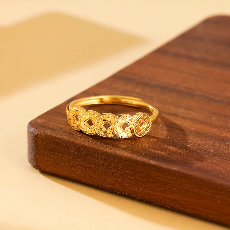 925银戒指 铜钱银戒指爆款戒指爆闪碎碎冰网红轻奢小众首饰女款