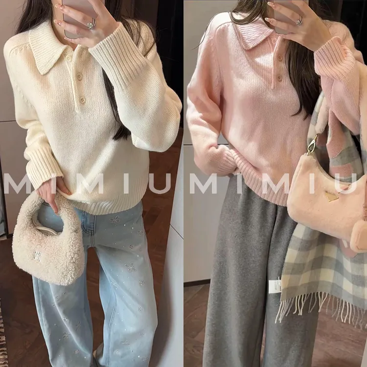 【mimius】P 泡菜国原单460g全羊毛16支正三针翻领针织衫 WG10133